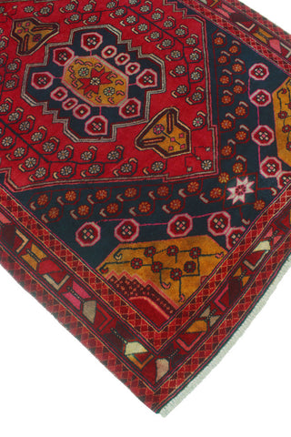 Fine Vintage Distressed Melek Red/Navy Runner, 4'3x9'11