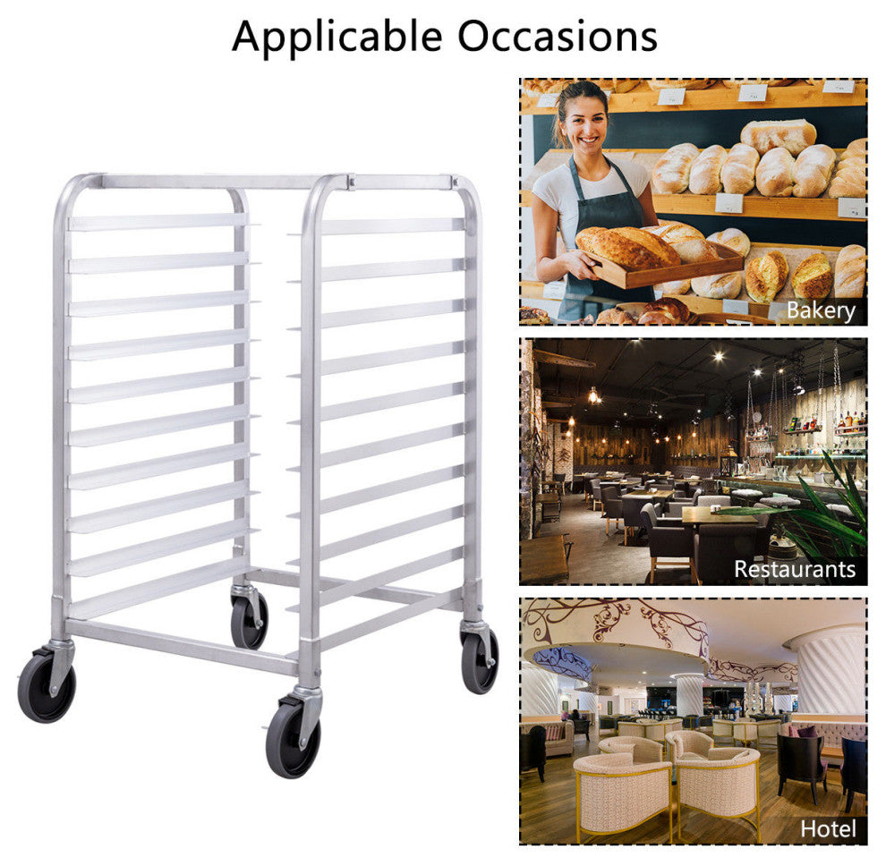 Costway 10 Sheet Aluminum Bakery Rack Commercial Cookie Bun Pan Kitchen w/Wheel