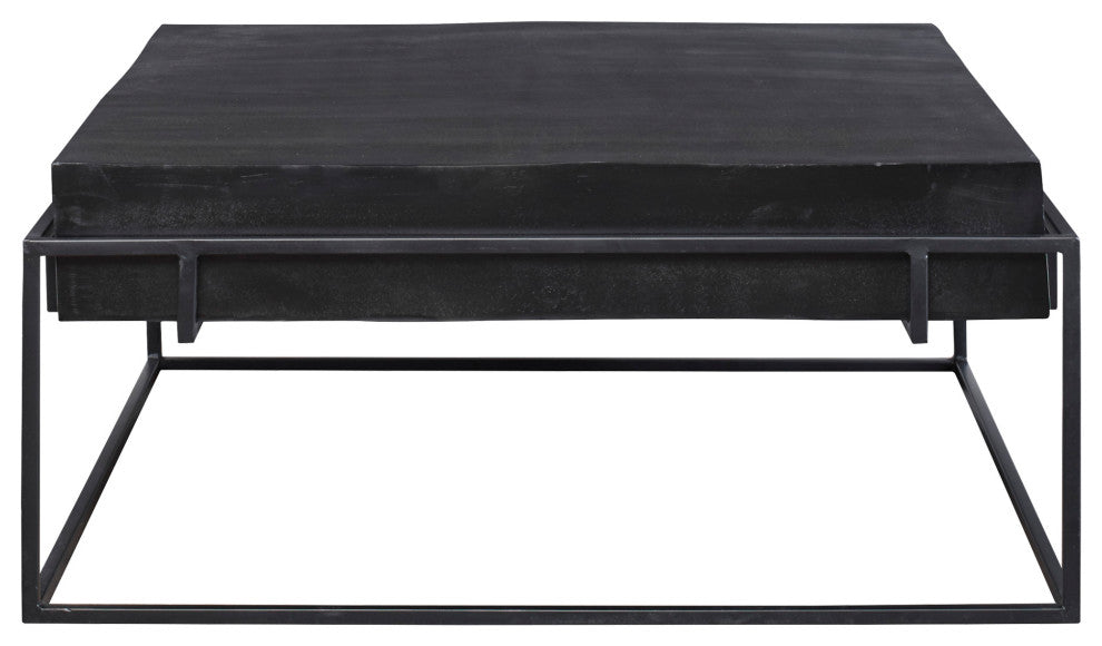 Uttermost 25111 Telone 35"W Aluminum Top Iron Coffee Table - Oxidized Black