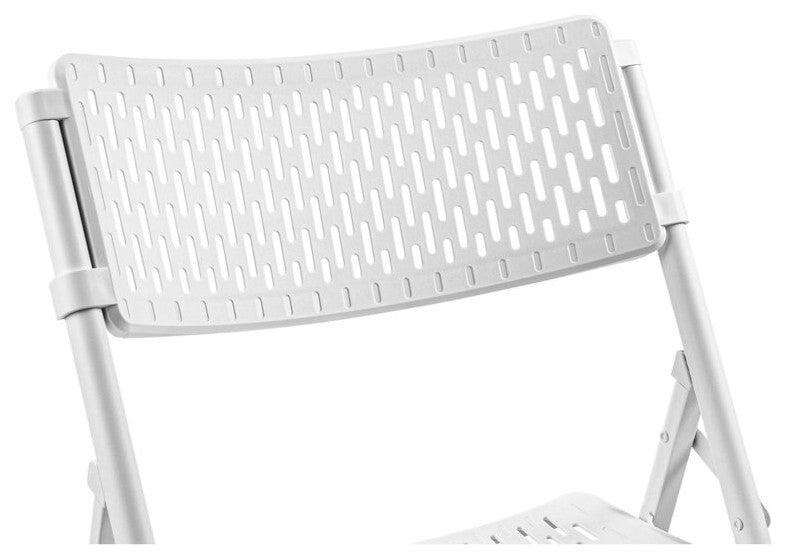 4 Pack Folding Chair, Oversized Polypropylene Seat & Ventilated Backrest, White