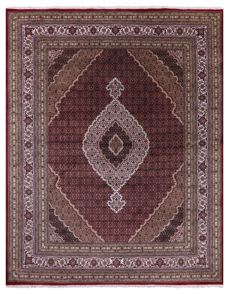 8' 2" X 10' 4" Persian Tabriz Wool and Silk Handmade Rug Q8903