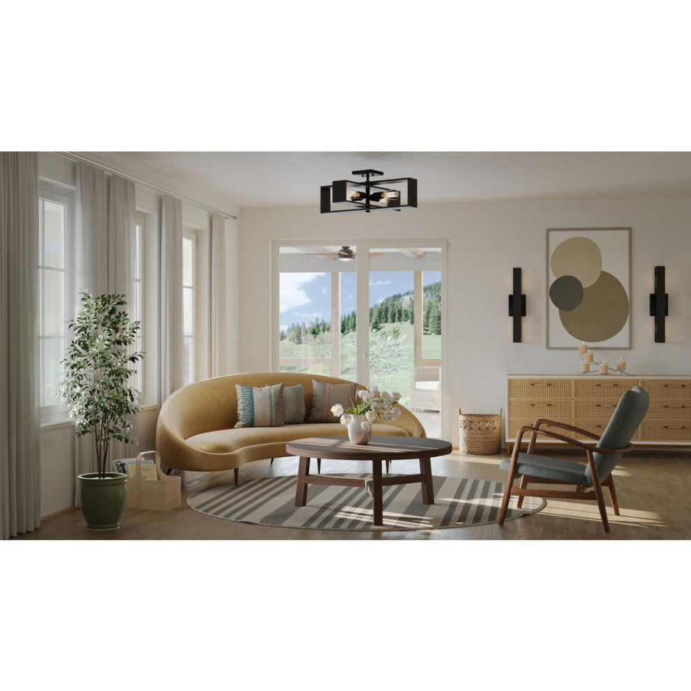 Boundary Collection 24" 4-Lt Semi-Flush Mount Light, Matte Black
