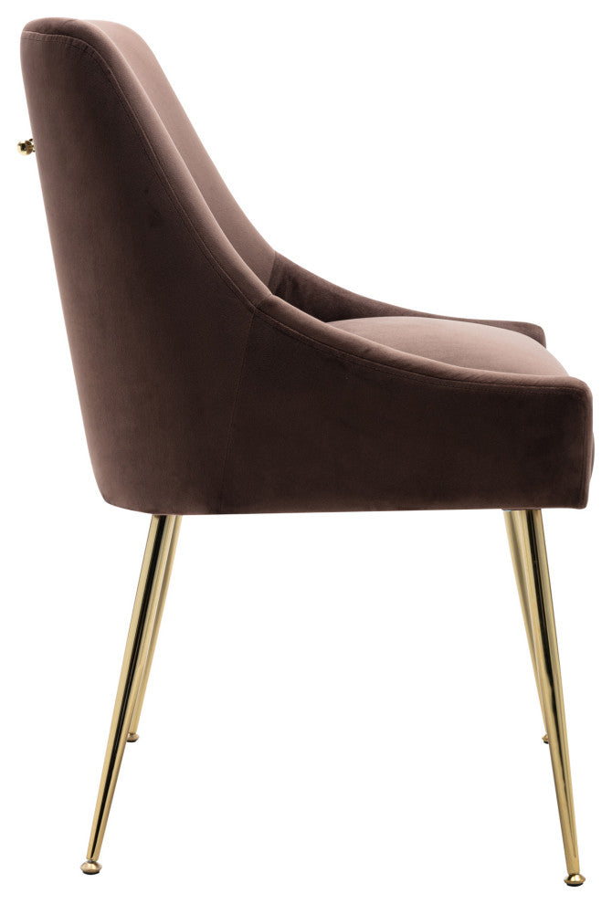 WestinTrends Upholstered Velvet Glam Accent Chair w/ Gold Metal Legs, Coffee