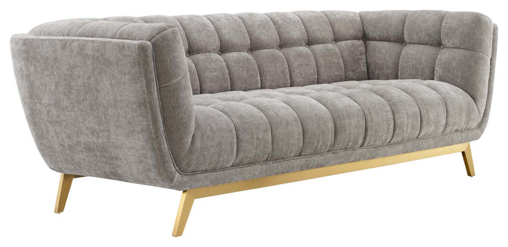 Bestow Crushed Performance Velvet Sofa Light Gray