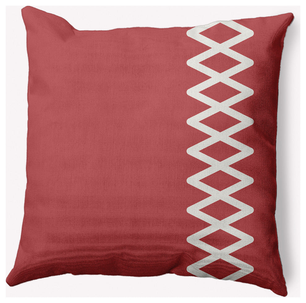 18x18" Zipper Stripe Nautical Decorative Indoor Pillow, Ligonberry Red