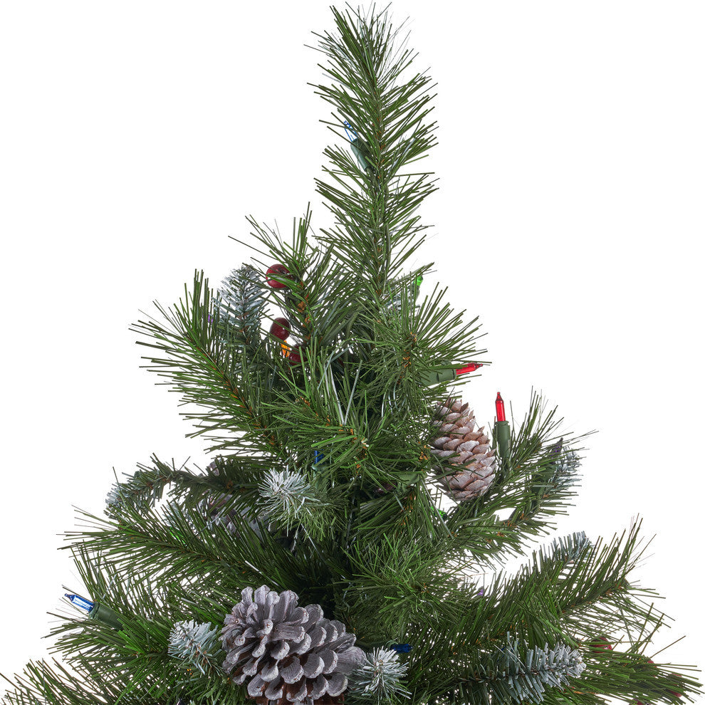 7.5' Mixed Spruce Artificial Christmas Tree, Pre-Lit Multi-Colored