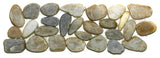 Natural sliced amber pebble tile border, hand-selected stones