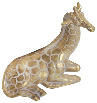 Resin 10" Sitting Giraffe , Gold