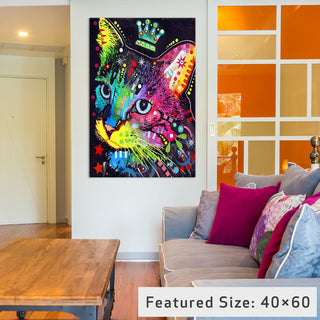 "Thinking Cat Crowned" Wrapped Canvas Art Print, 26x18x1.5