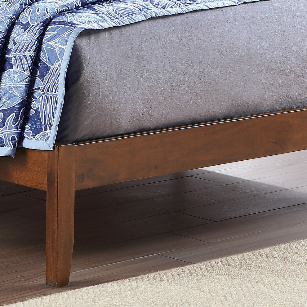 Kenley Queen Size Bed With Headboard, Dark Brown Finish, Natural