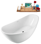 75'' Streamline N950ORB Freestanding Tub, Tray, Internal Drain, Pop-Up: Black