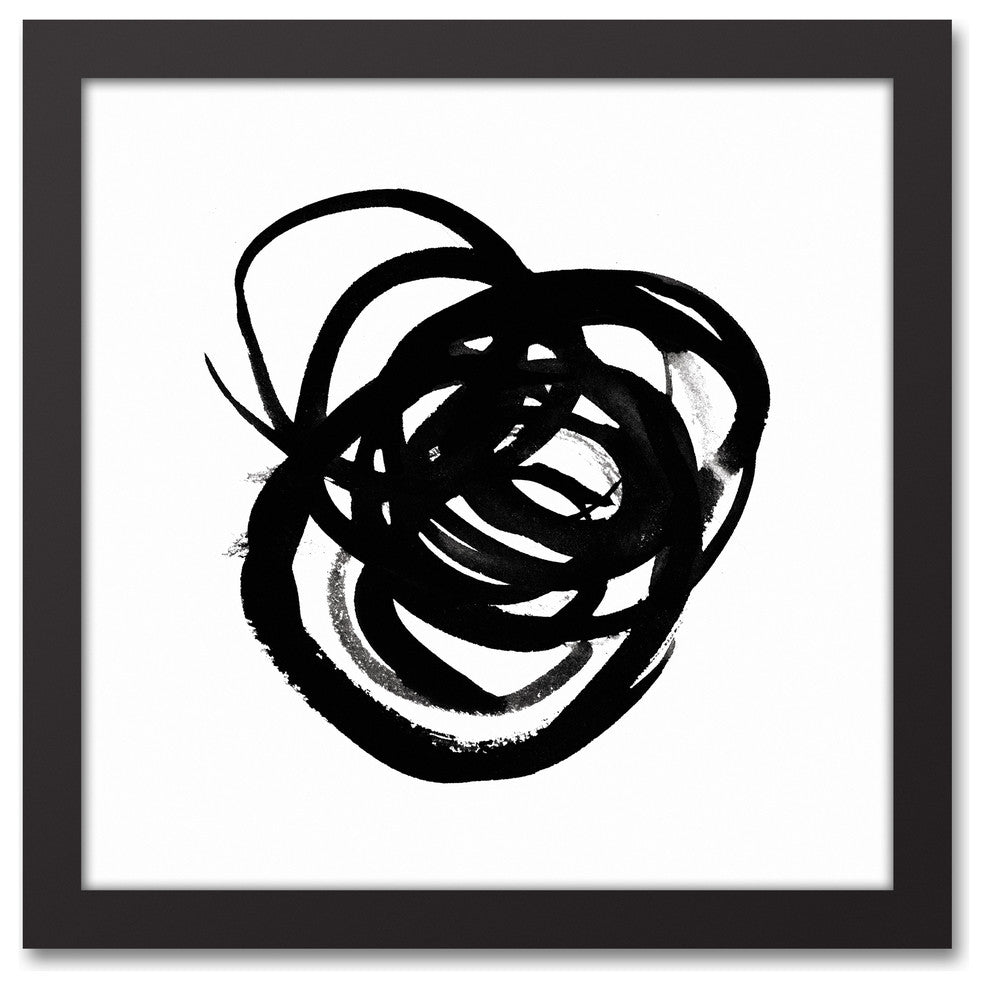 Endurance Black & White Abstract 12x12 Black Framed Canvas