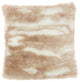 Nourison Home 20"x20" Faux Fur Faux Angora Rabbit Beige Throw Pillows