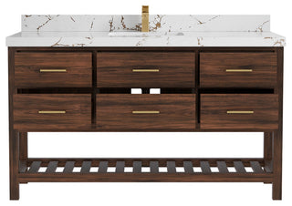 Parker Teak 60" Single Sink Bath Vanity in Dark Walnut2" Viola Brown