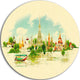 Bangkok Panoramic View, Cityscape Watercolor Disc Metal Wall Art, 23"