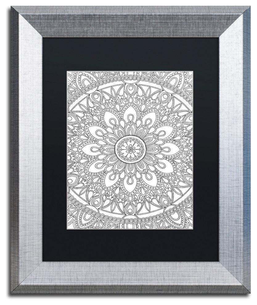 Hello Angel ''Delightful Mandala'' Art, Silver Frame, Black Mat, 14x11