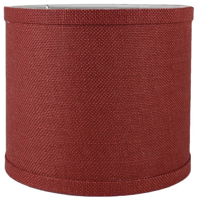 Classic Drum Burlap Lampshades, Burgundy, 8"