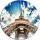 Eiffel Tower With Fast Moving Clouds, Photography Round Wall Art, 36"