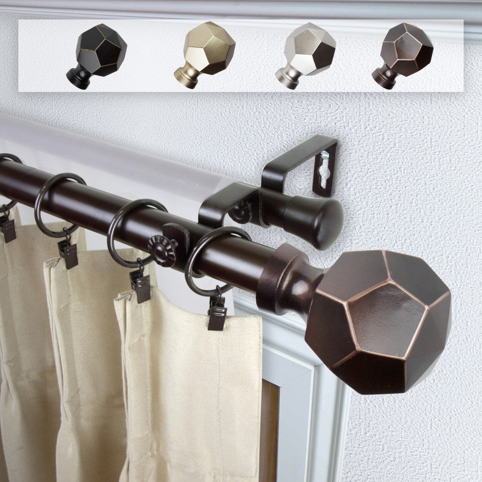 Theobald 1" Double Curtain Rod, Bronze, 28-48"