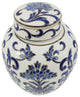 10" Blue and White Chinoiserie Ceramic Jar