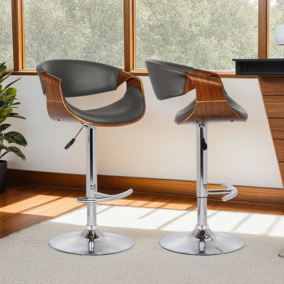 Butterfly Swivel Bar Stool, Walnut and Gray