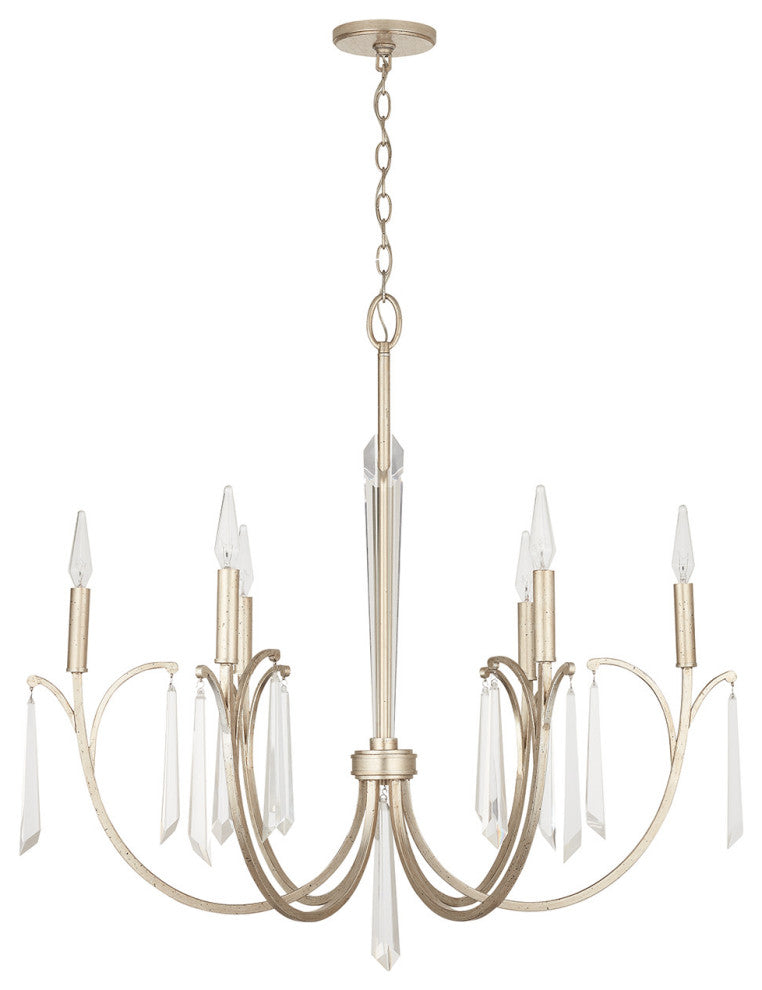 Capital Lighting 437061 Gwyneth 6 Light 34"W Crystal Chandelier - Winter Gold