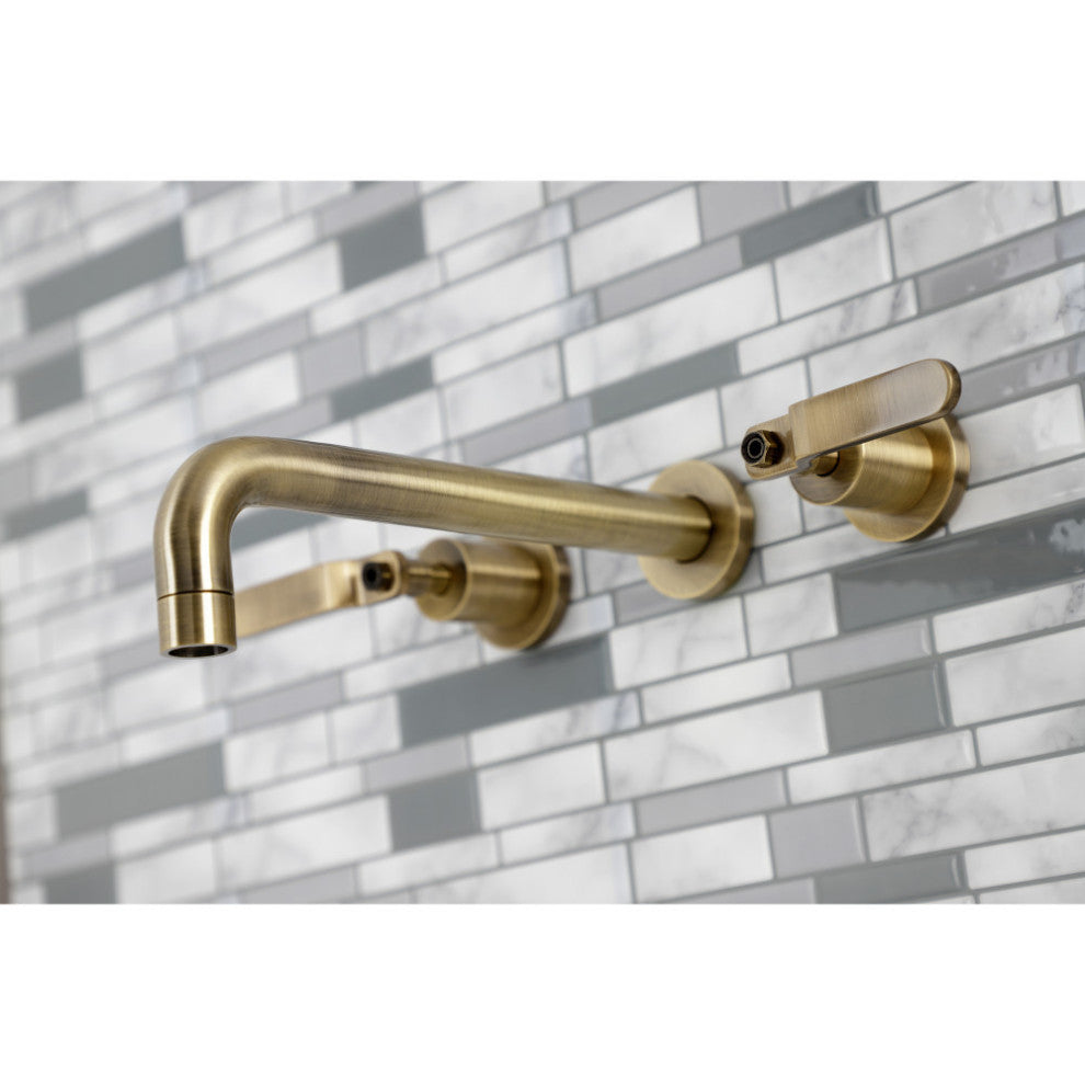 KS8023KL Two-Handle Wall Mount Tub Faucet, Antique Brass