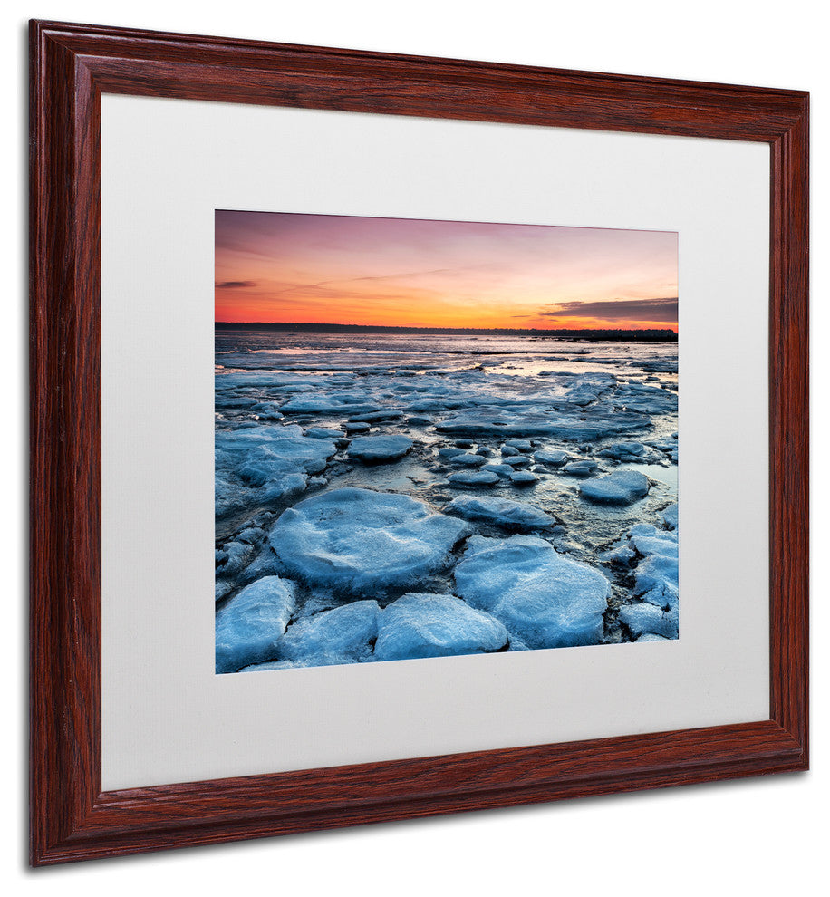 Pierre Leclerc 'Icy Sunrise 2' Matted Framed Art, Wood Frame, White, 20x16