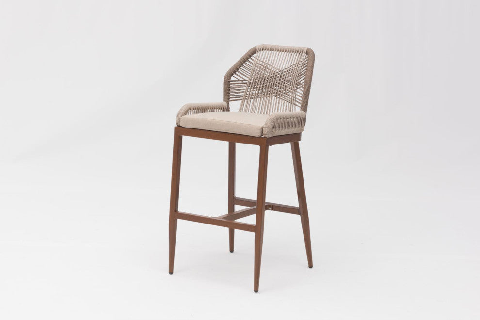 Indoor/Outdoor Weather Proof Bar Stool, 25' Counter Height Stool 2-Pieces Brown
