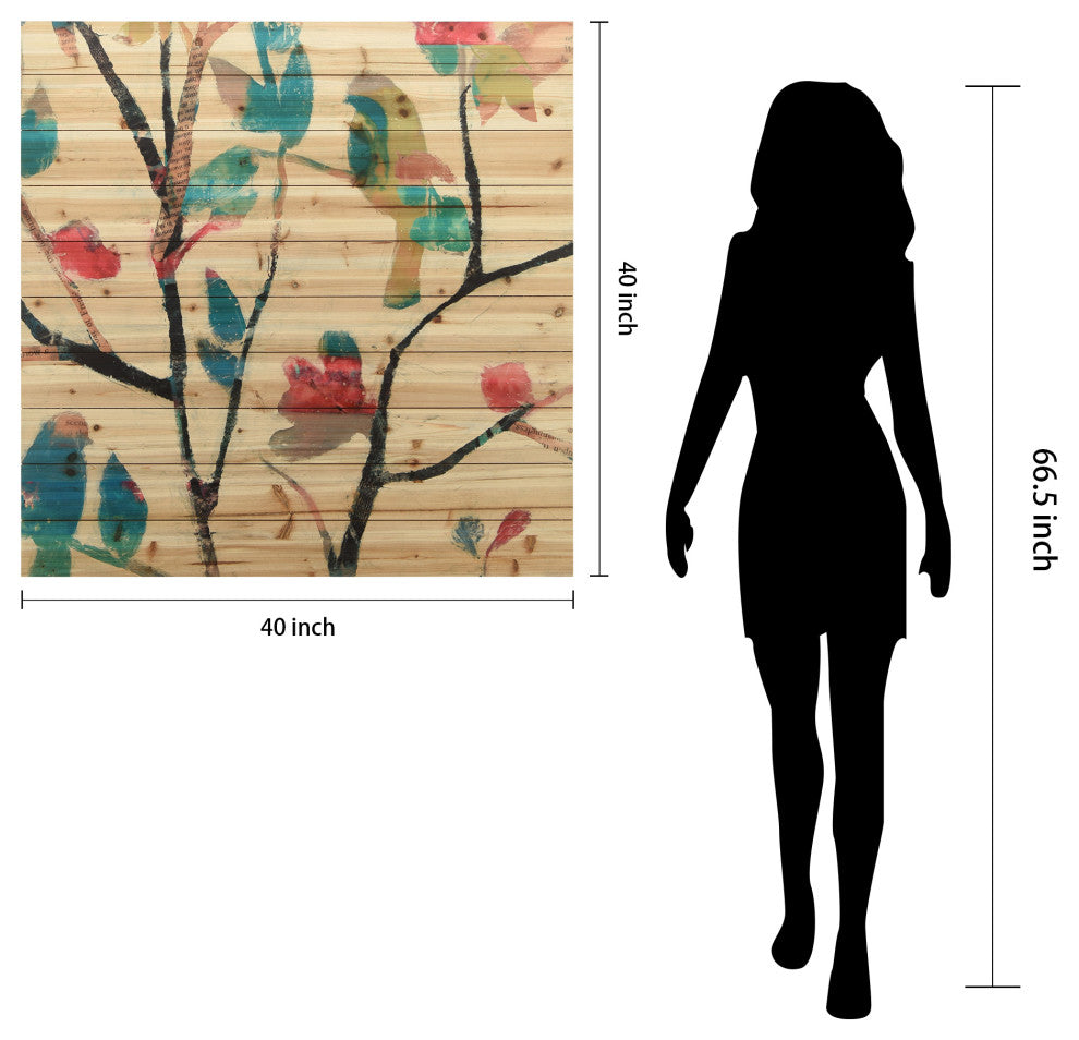 "Woodland Story 2" Wall Art Printed On Solid Fir Wood Planks