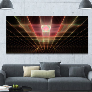 Pink on Black Laser Protective Grids, Oversized Abstract Canvas Art Print, 60x28