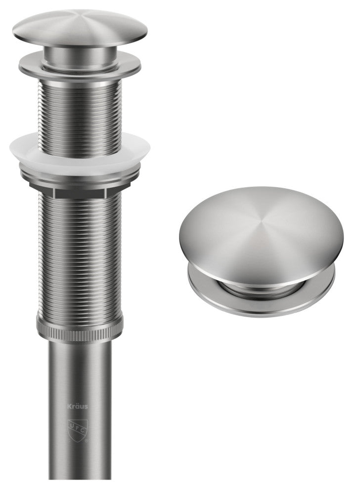 Pop Up Drain With Extended Thread, Spot Free Stainless Steel