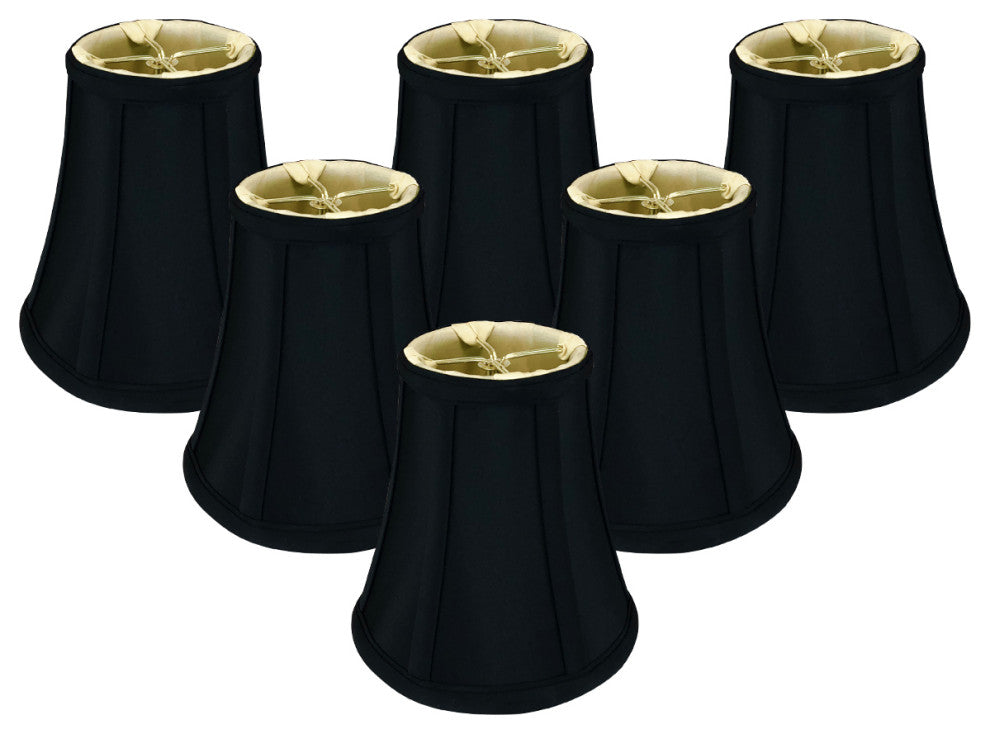 Royal Designs True Bell Basic Lamp Shade, Flame Clip Fitter, Black, Set of 6