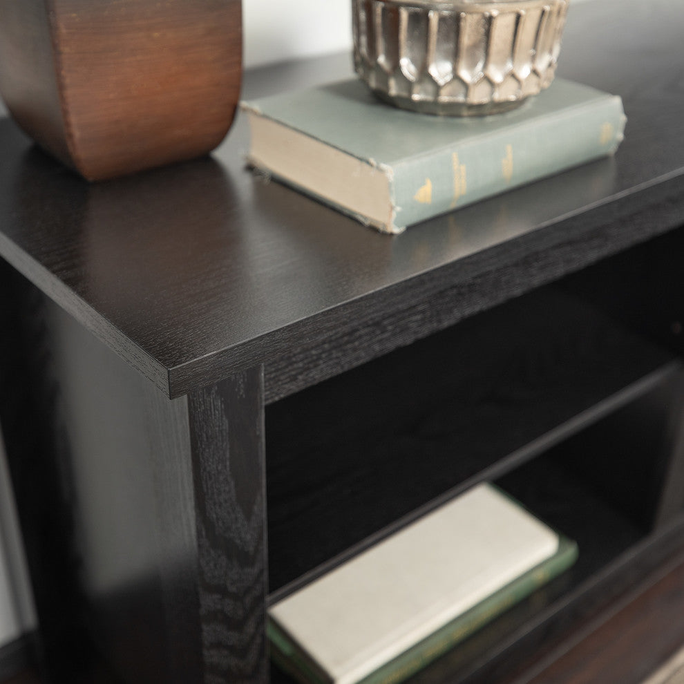 70" Wood Media TV Stand Storage Console, Black