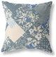 20" Gray Blue Boho Floral Indoor Outdoor Throw Pillow