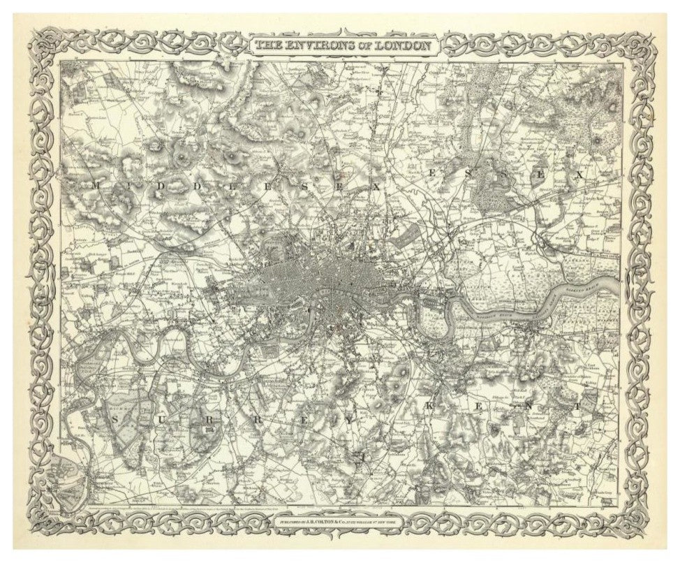 "The Environs of London, 1856" Digital Paper Print by G.W. Colton, 32"x27"
