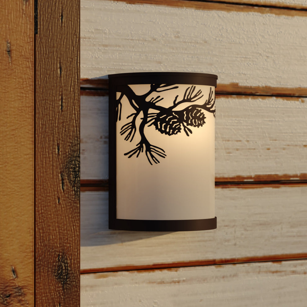 Douglas 1-Light Bronze Indoor-Outdoor Rustic Wall Sconce Bathroom Vanity Fixture, Pine Cone