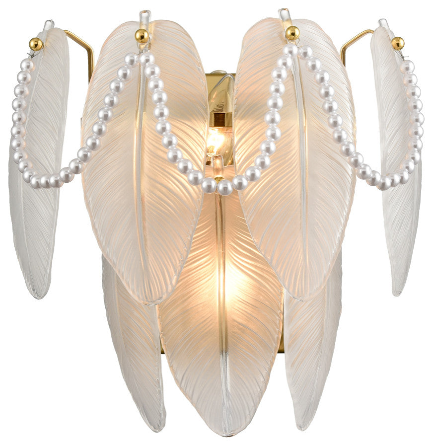 Vintage Wall Light Retro Wall Sconce 2-Light Frosted Glass and White Beads