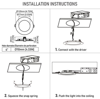 24 Pack 4 Inch 5CCT LED Recessed Light, CRI 90, Ultra-Thin Downlight, Dimmable