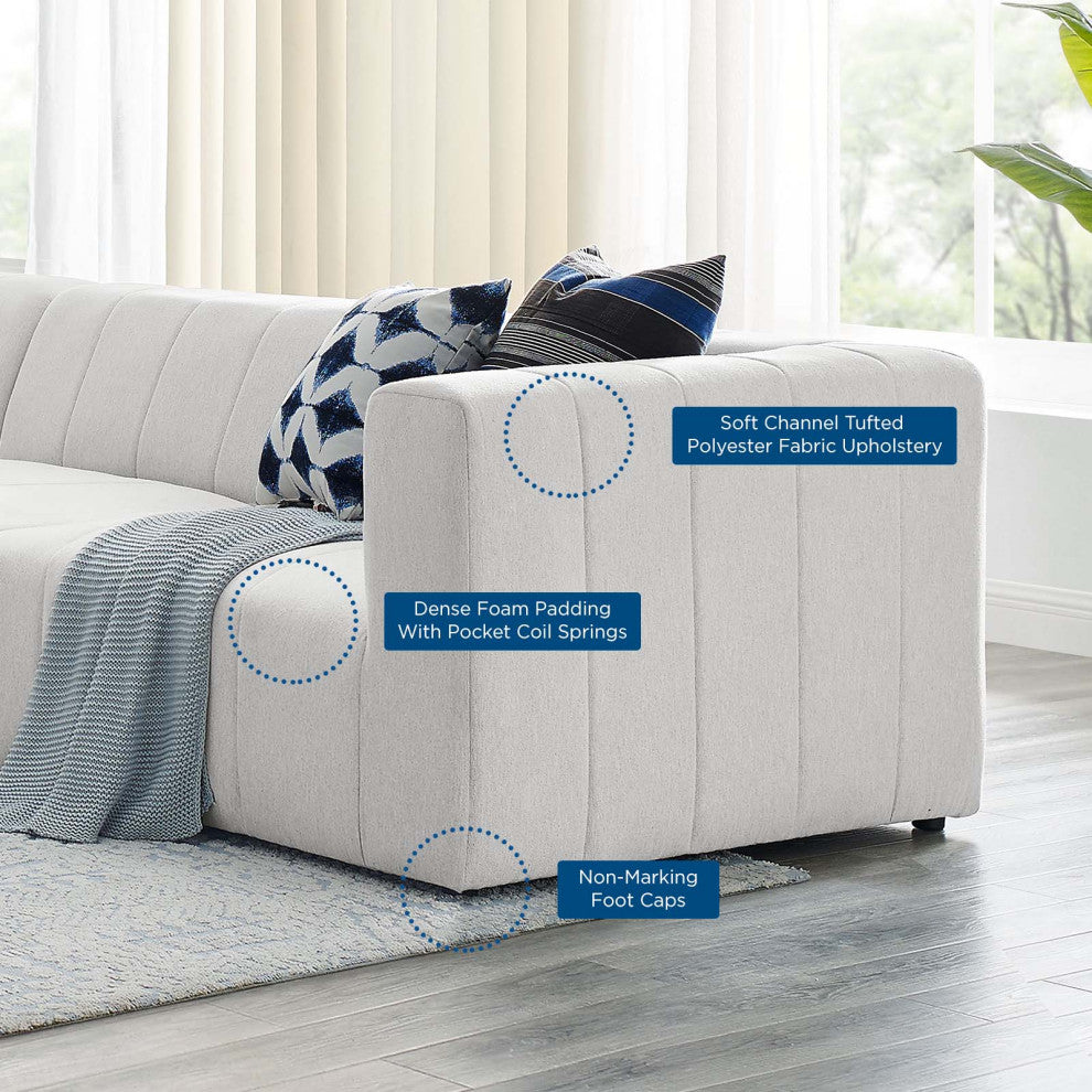 Sectional Sofa Set, Fabric, Ivory White, Modern, Living Lounge Hotel Hospitality