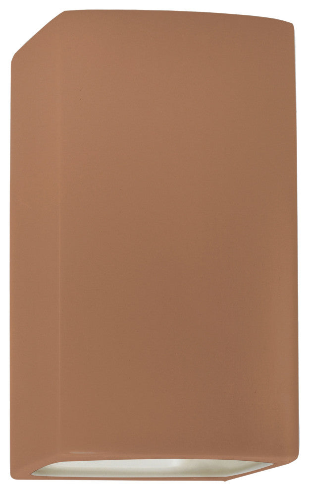 Ambiance Large Rectangle Wall Sconce, Closed Top, Outdoor, Adobe, Dedicated LED