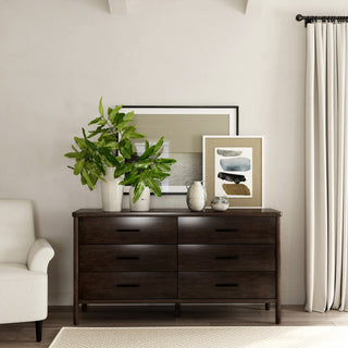 Lennon 6 Drawer Rounded Leg Dresser, Soft Brown