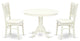 3Pc Dining Set 2 Dining Chairs, Wooden Table, Slatted Chair Back Linen White