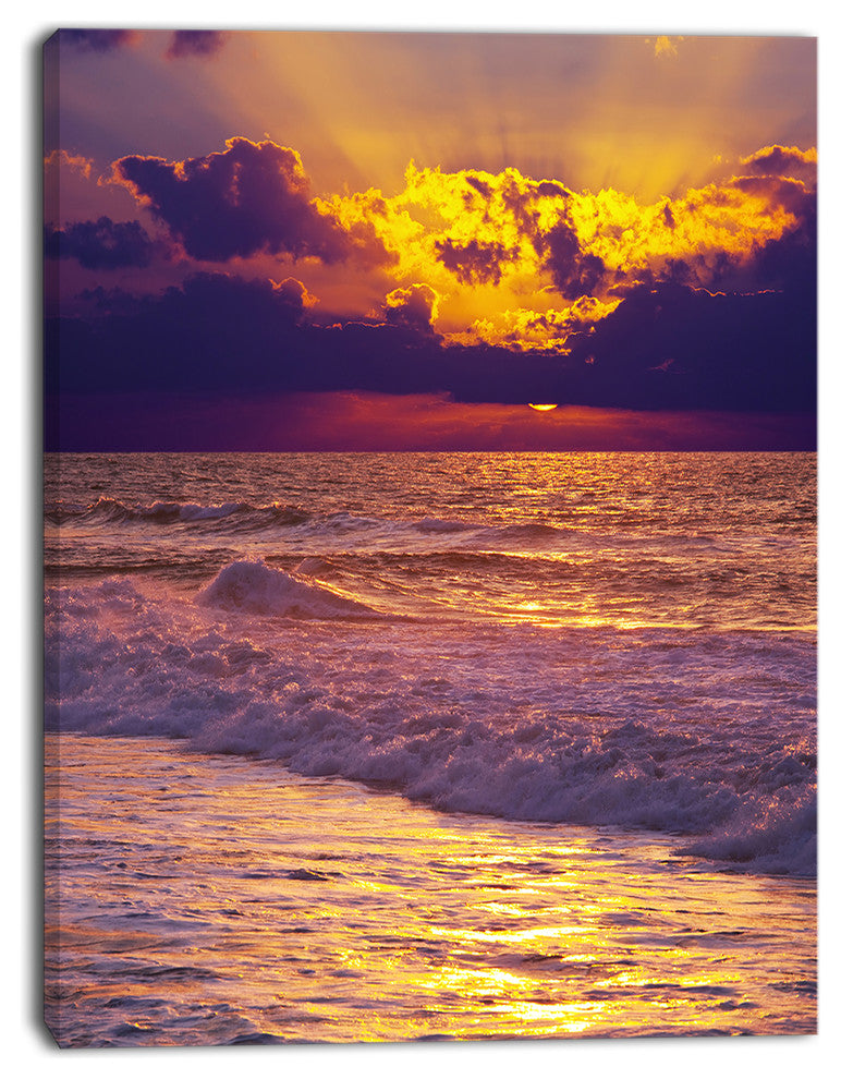 Clouds in Bright Sunshine At Sunset, Oversized Landscape Canvas Art, 30"x40"