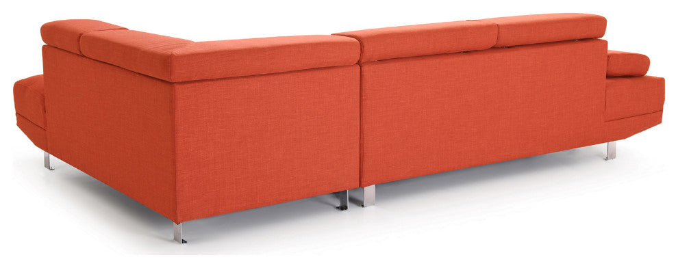 Riveredge 109" W 2 Piece Polyester Twill L Shape Sectional Sofa, Orange