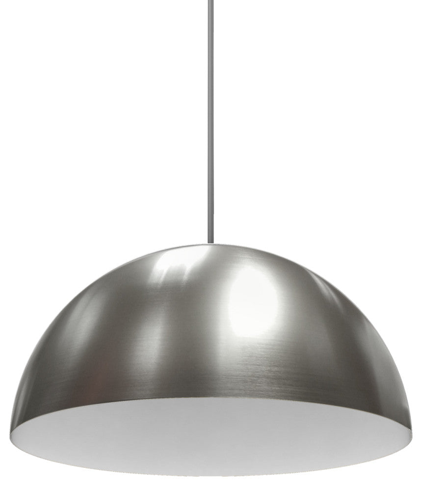 Domos 16" Pendant - Satin Nickel w/White<br> Interior - Integrated LED - 12W