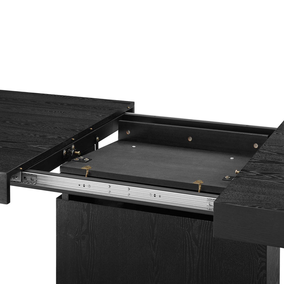 Dining Table, Rectangular, Wood, Metal, Black, Gold, Modern, Bistro Restaurant