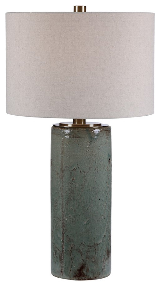 Uttermost 1-Light Callais Crackled Aqua Table Lamp, 28333
