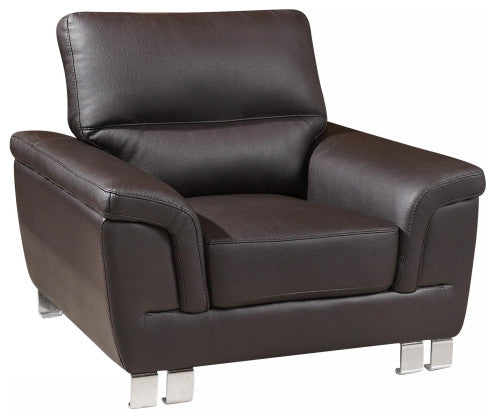 37" Brown Modern Leather Chair