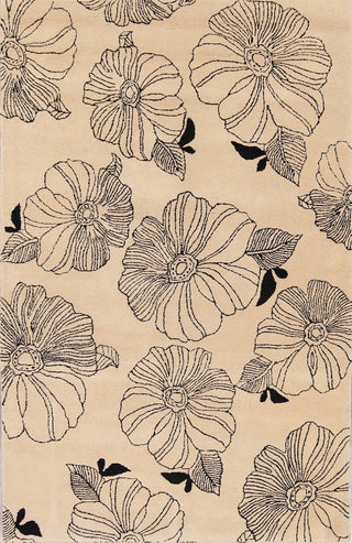 Modern Nature & Floral Hand-Tufted Indian Oriental Area Rug, Beige, 8'2"x5'2"